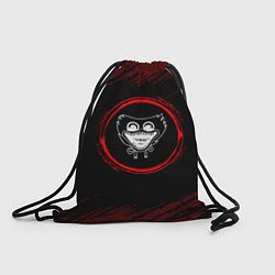 Рюкзак-мешок Символ Poppy Playtime и краска вокруг на темном фо, цвет: 3D-принт