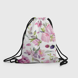 Рюкзак-мешок Летний красочный паттерн из цветков розы и ягод еж, цвет: 3D-принт
