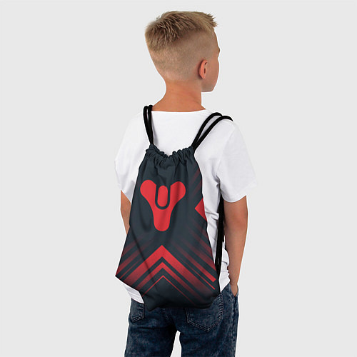 Мешок для обуви Красный Символ Destiny на темном фоне со стрелками / 3D-принт – фото 4
