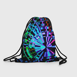 Рюкзак-мешок Неоновые дискообразные узоры - Синий, цвет: 3D-принт