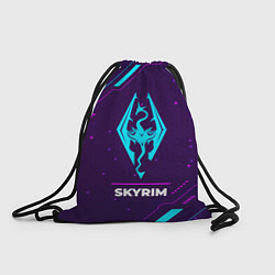 Рюкзак-мешок Символ Skyrim в неоновых цветах на темном фоне, цвет: 3D-принт
