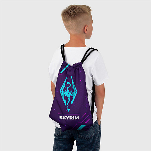 Мешок для обуви Символ Skyrim в неоновых цветах на темном фоне / 3D-принт – фото 4