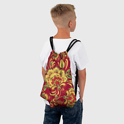 Рюкзак-мешок Хохломская Роспись Цветы На красном Фоне, цвет: 3D-принт — фото 2