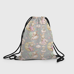 Рюкзак-мешок Зайки на сером, цвет: 3D-принт