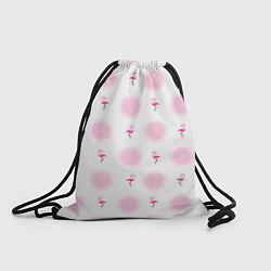 Рюкзак-мешок Фламинго и круги на белом фоне, цвет: 3D-принт