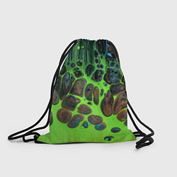 Рюкзак-мешок Неоновый песок и камни - Зелёный, цвет: 3D-принт