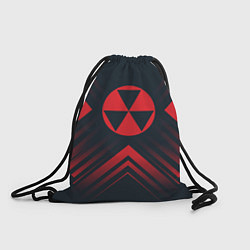Мешок для обуви Красный Символ Fallout на темном фоне со стрелками