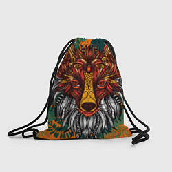 Рюкзак-мешок Рыжая Лиса африканский узор Разноцветная лисичка, цвет: 3D-принт
