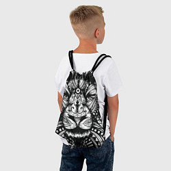 Рюкзак-мешок Черно белый Африканский Лев Black and White Lion, цвет: 3D-принт — фото 2