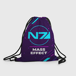 Мешок для обуви Символ Mass Effect в неоновых цветах на темном фон