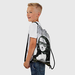 Рюкзак-мешок Джоконда на стене в стиле граффити, цвет: 3D-принт — фото 2
