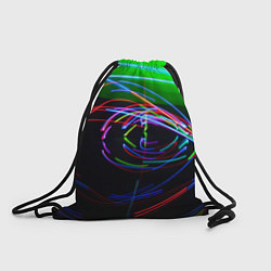 Рюкзак-мешок Неоновые абстрактные волнообразные огни - Зелёный, цвет: 3D-принт