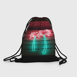 Рюкзак-мешок Неоновые пальмы на доске - Зелёный, цвет: 3D-принт