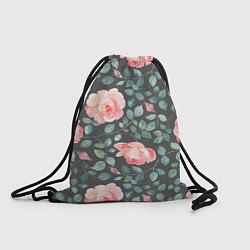 Рюкзак-мешок Розовые розы на сером фоне Цветы, цвет: 3D-принт