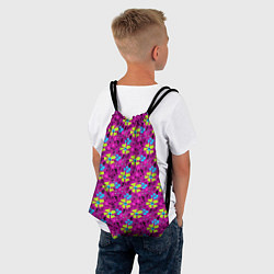 Рюкзак-мешок Цветочный узор на малиновом фоне, цвет: 3D-принт — фото 2