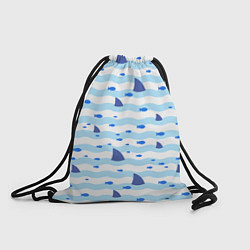 Рюкзак-мешок Волны, рыбки и плавники акул - паттерн, цвет: 3D-принт
