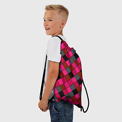 Рюкзак-мешок Розово-красный геометрический узор, цвет: 3D-принт — фото 2