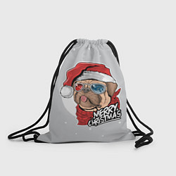 Рюкзак-мешок Новогодний Мопс в очках, цвет: 3D-принт