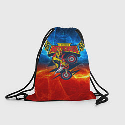 Рюкзак-мешок Extreme motocross: мотоциклист на фоне огня, цвет: 3D-принт