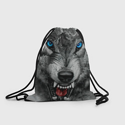 Рюкзак-мешок Агрессивный волк с синими глазами, цвет: 3D-принт