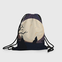 Рюкзак-мешок Волчица и луна, цвет: 3D-принт