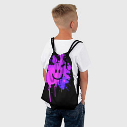 Рюкзак-мешок Неоновый улыбающийся смайлик, цвет: 3D-принт — фото 2