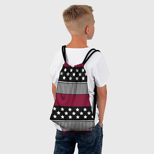 Мешок для обуви Burgundy black striped pattern / 3D-принт – фото 4