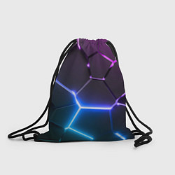 Рюкзак-мешок Фиолетовый градиент - неоновые геометрические плит, цвет: 3D-принт