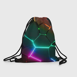 Рюкзак-мешок Радужный градиент неоновые геометрические плиты, цвет: 3D-принт