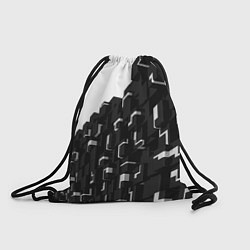 Мешок для обуви Кубизм Фигуры в трехмерном пространстве в черно-бе
