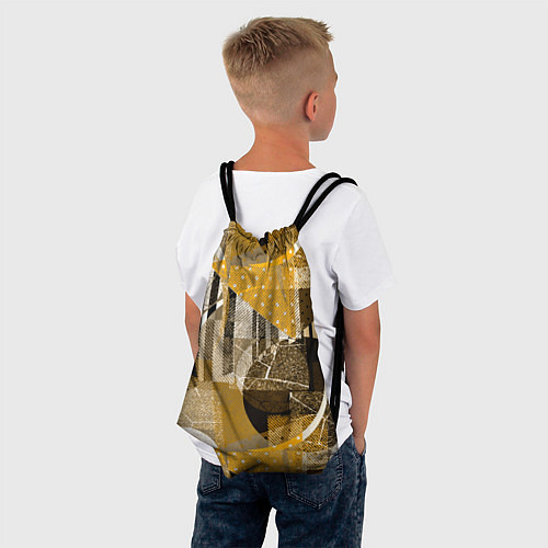 Мешок для обуви Гранжевая абстракция: Черный, белый, горчичный орн / 3D-принт – фото 4