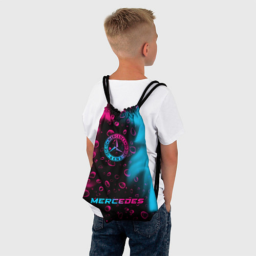 Мешок для обуви Mercedes - neon gradient: символ, надпись / 3D-принт – фото 4