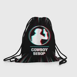 Мешок для обуви Символ Cowboy Bebop в стиле glitch на темном фоне