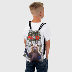 Рюкзак-мешок Российский медведь на фоне берёзы, цвет: 3D-принт — фото 2