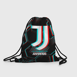 Рюкзак-мешок Juventus FC в стиле glitch на темном фоне, цвет: 3D-принт