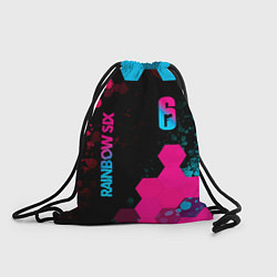 Рюкзак-мешок Rainbow Six - neon gradient: надпись, символ, цвет: 3D-принт