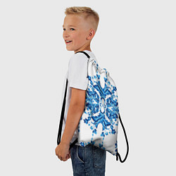 Рюкзак-мешок Гжель синие цветы, цвет: 3D-принт — фото 2