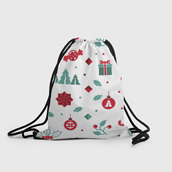 Рюкзак-мешок Новый год подарки, конфеты, ёлочные шары, цвет: 3D-принт