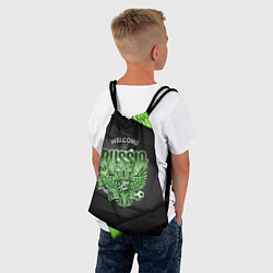 Рюкзак-мешок Герб России - спортивный черно-зеленый стиль, цвет: 3D-принт — фото 2