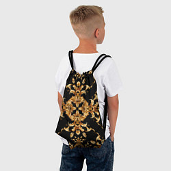 Рюкзак-мешок Золотая гжель золотой узор, цвет: 3D-принт — фото 2