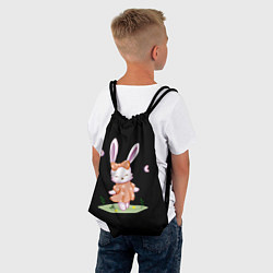 Рюкзак-мешок Крольчонок С Бантиком На Чёрном Фоне, цвет: 3D-принт — фото 2