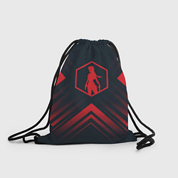 Рюкзак-мешок Красный символ Tomb Raider на темном фоне со стрел, цвет: 3D-принт