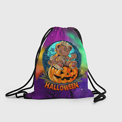 Рюкзак-мешок Хэллоуин - мишка на тыкве, цвет: 3D-принт