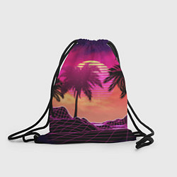 Мешок для обуви Пальмы и пляж в розовом закате ретро дизайн
