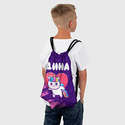 Рюкзак-мешок Дина единорог с сердечком, цвет: 3D-принт — фото 2