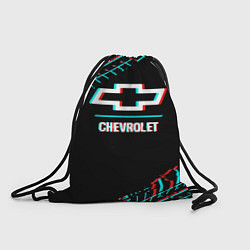 Рюкзак-мешок Значок Chevrolet в стиле glitch на темном фоне, цвет: 3D-принт