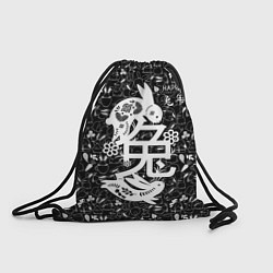 Рюкзак-мешок Happy chinese new year, black bunnies, цвет: 3D-принт