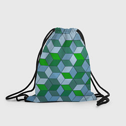 Мешок для обуви Зелёные и серые абстрактные кубы с оптической иллю