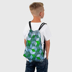 Рюкзак-мешок Зелёные и серые абстрактные кубы с оптической иллю, цвет: 3D-принт — фото 2
