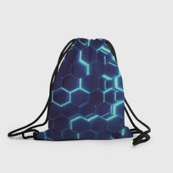 Рюкзак-мешок Голубой неон соты, цвет: 3D-принт